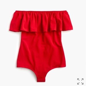 NWT J.Crew Red Off-shoulder Ruffle Bodysuit